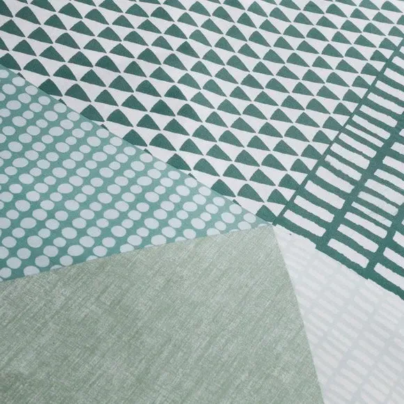 Reversible Duvet Cover Set - Green, Polycotton