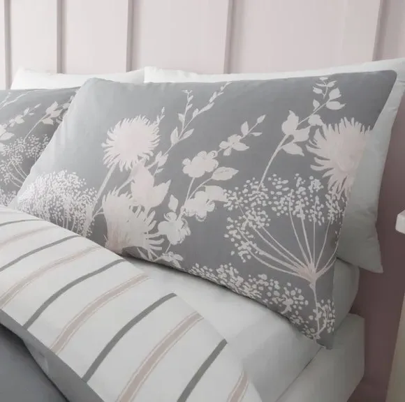 Reversible Duvet Cover Set - Grey, Cotton
