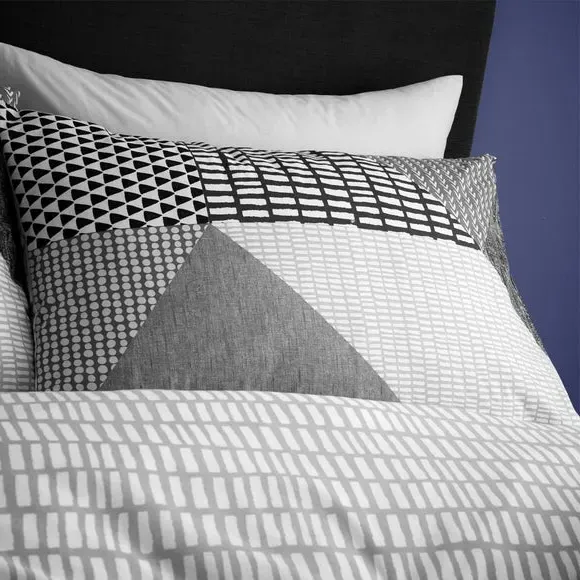 Reversible Duvet Cover Set - Grey, Polycotton