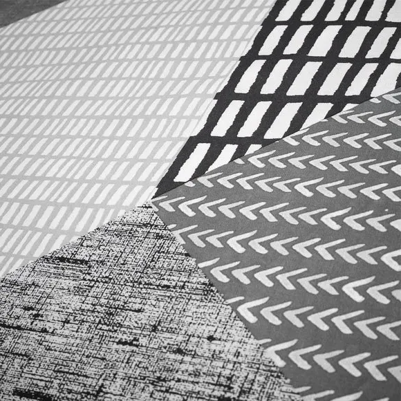 Reversible Duvet Cover Set - Grey, Polycotton