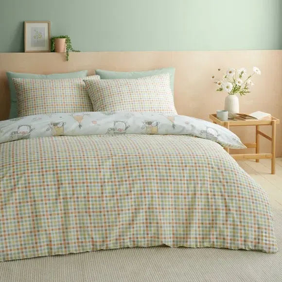 Reversible Duvet Cover Set - Mint, Cotton Blend