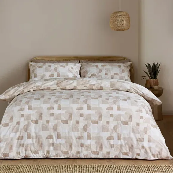 Reversible Duvet Cover Set - Natural, Polycotton