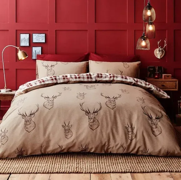 Reversible Duvet Cover Set - Natural, Polycotton