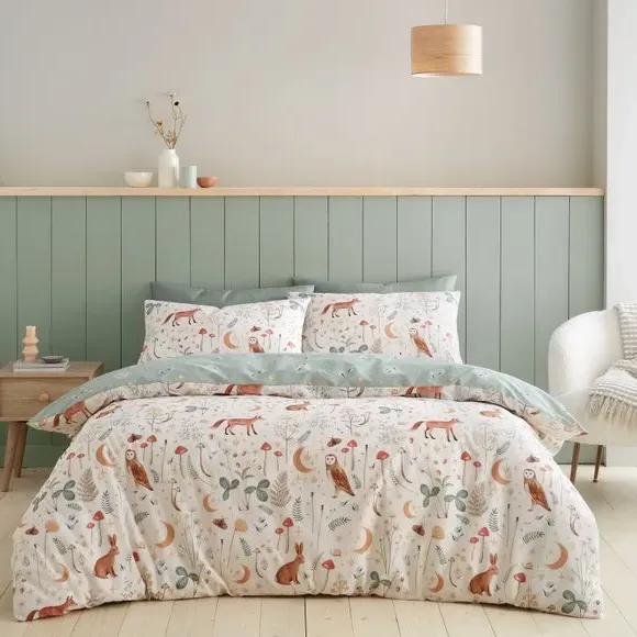 Reversible Duvet Cover Set - Natural, Polycotton