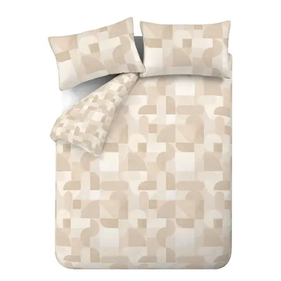 Reversible Duvet Cover Set - Natural, Polycotton