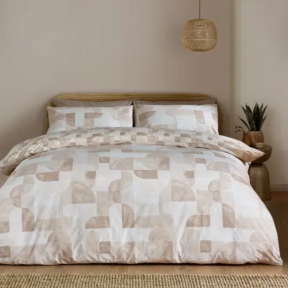 Reversible Duvet Cover Set - Natural, Polycotton