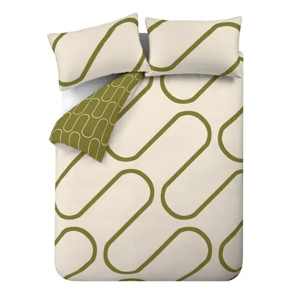 Reversible Duvet Cover Set - Olive, Polycotton
