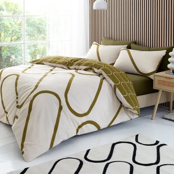Reversible Duvet Cover Set - Olive, Polycotton image