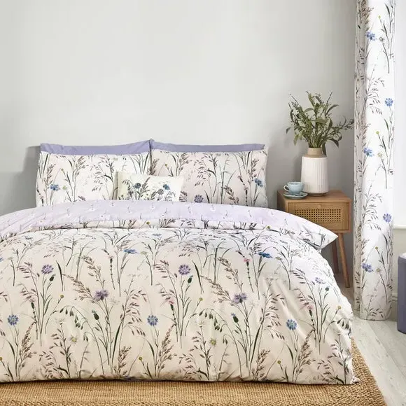 Reversible Duvet Cover Set - Pale Lilac, Polycotton