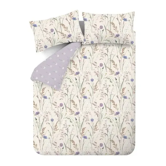 Reversible Duvet Cover Set - Pale Lilac, Polycotton