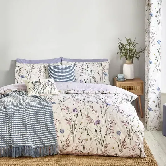 Reversible Duvet Cover Set - Pale Lilac, Polycotton image
