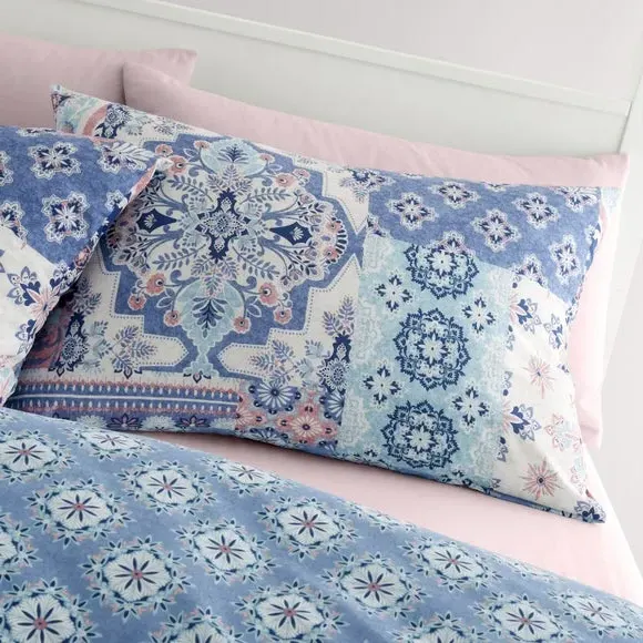 Reversible Duvet Cover Set Patchwork - Blue