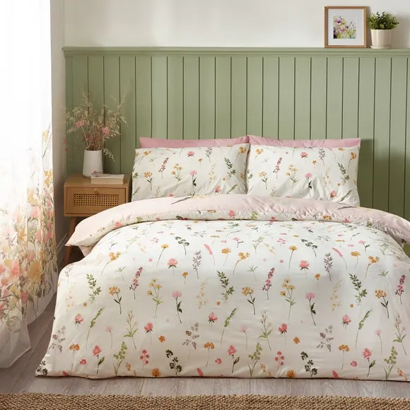 Reversible Duvet Cover Set - Pink, Polycotton