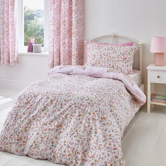 Reversible Duvet Cover Set - Pink, Polycotton