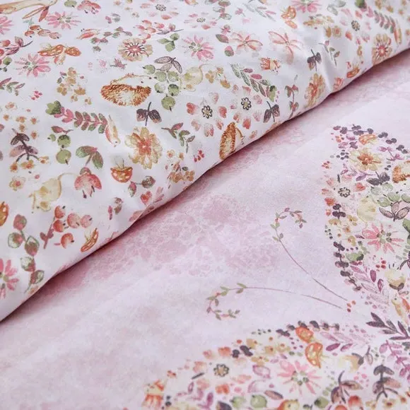 Reversible Duvet Cover Set - Pink, Polycotton