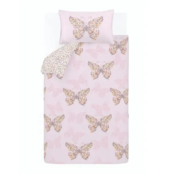 Reversible Duvet Cover Set - Pink, Polycotton