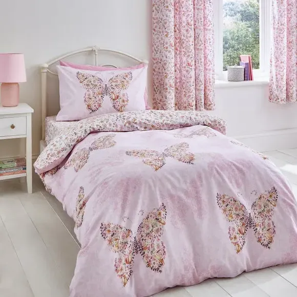Reversible Duvet Cover Set - Pink, Polycotton