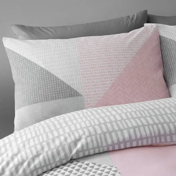 Reversible Duvet Cover Set - Pink, Polycotton