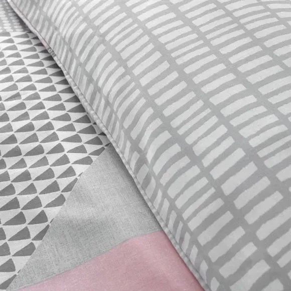 Reversible Duvet Cover Set - Pink, Polycotton