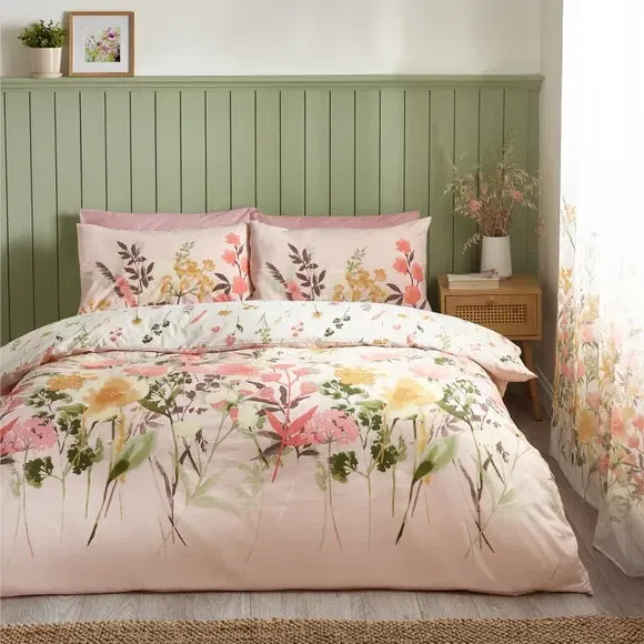 Reversible Duvet Cover Set - Pink, Polycotton