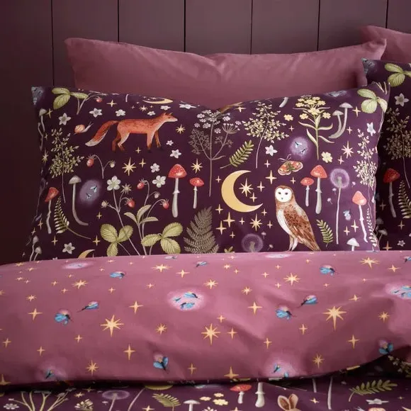 Reversible Duvet Cover Set - Plum, Polyblend