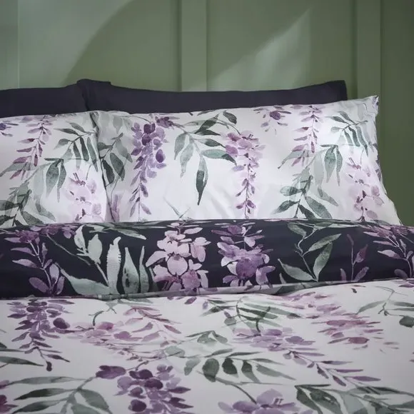 Reversible Duvet Cover Set - Purple, Polycotton