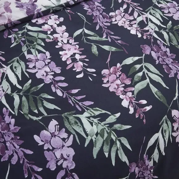 Reversible Duvet Cover Set - Purple, Polycotton