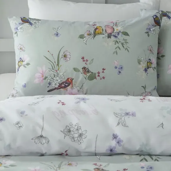 Reversible Duvet Cover Set - Sage, Cotton Blend