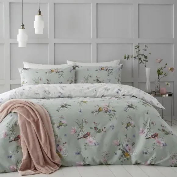 Reversible Duvet Cover Set - Sage, Cotton Blend