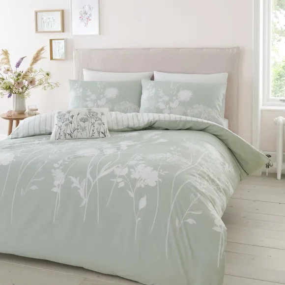 Reversible Duvet Cover Set - Sage, Cotton