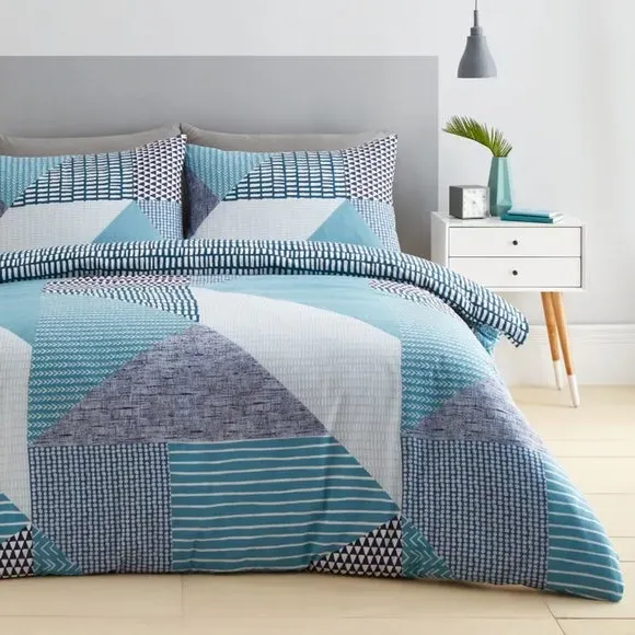 Reversible Duvet Cover Set - Teal, Polycotton