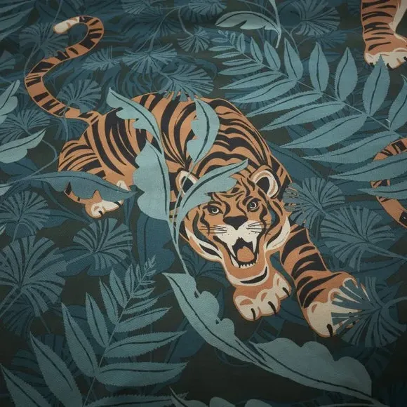 Reversible Duvet Cover Set Tiger Leaf - Green