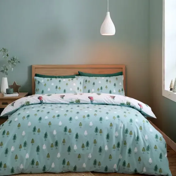 Reversible Duvet Cover Set - White, Brushed Cotton