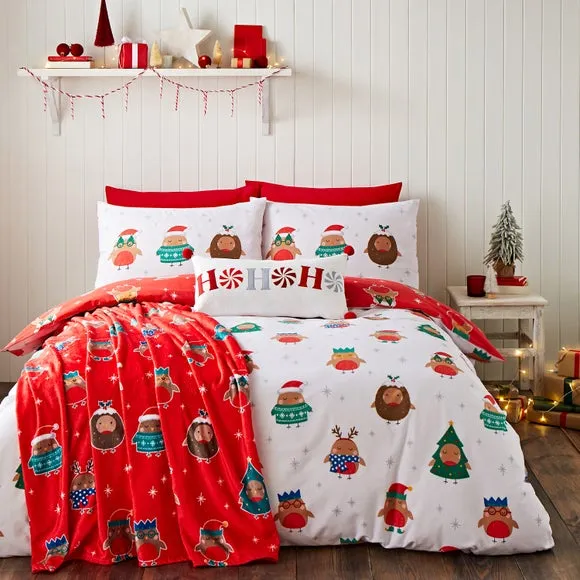 Reversible Duvet Cover Set - White, Polycotton