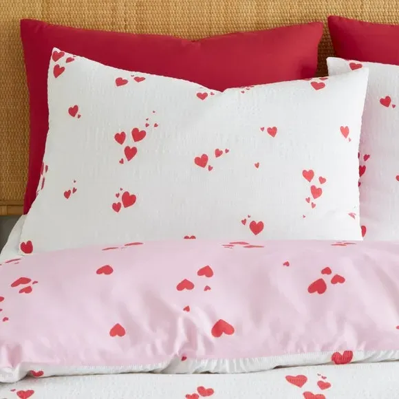 Reversible Duvet Cover Set - White, Polycotton