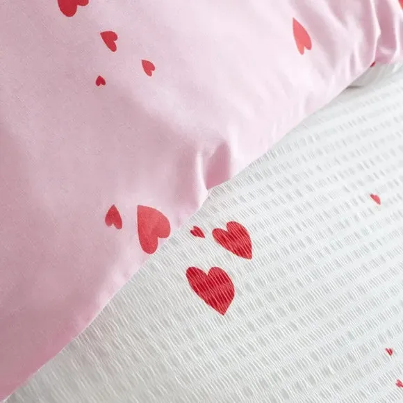 Reversible Duvet Cover Set - White, Polycotton