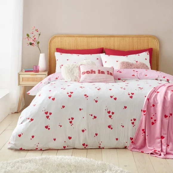Reversible Duvet Cover Set - White, Polycotton image