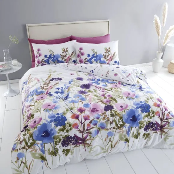 Reversible Duvet Cover Set - White, Polycotton image