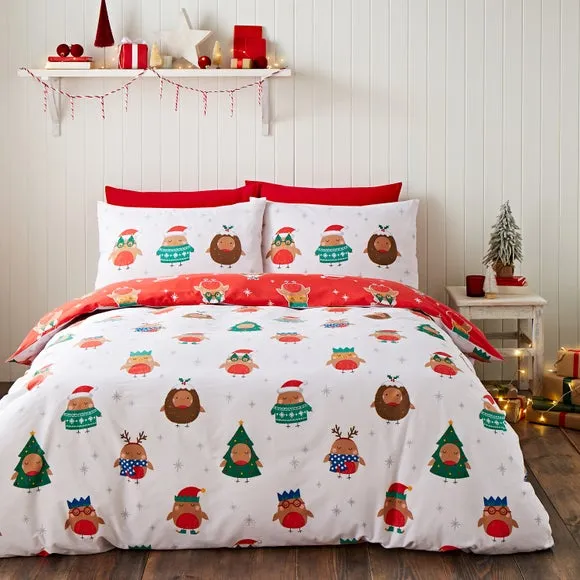 Reversible Duvet Cover Set - White, Polycotton image