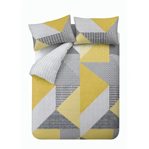 Reversible Duvet Cover Set - Yellow, Polycotton