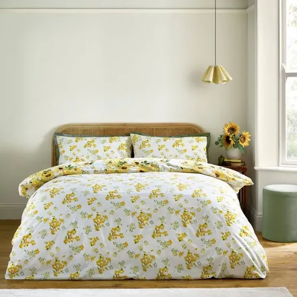 Reversible Duvet Cover Set - Yellow, Polycotton