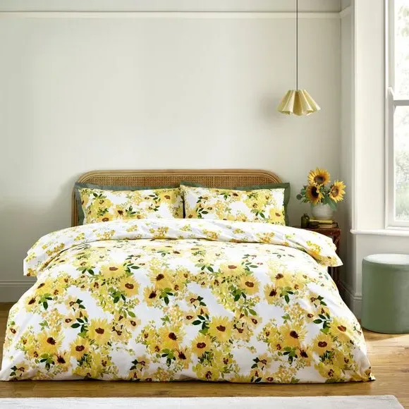 Reversible Duvet Cover Set - Yellow, Polycotton image