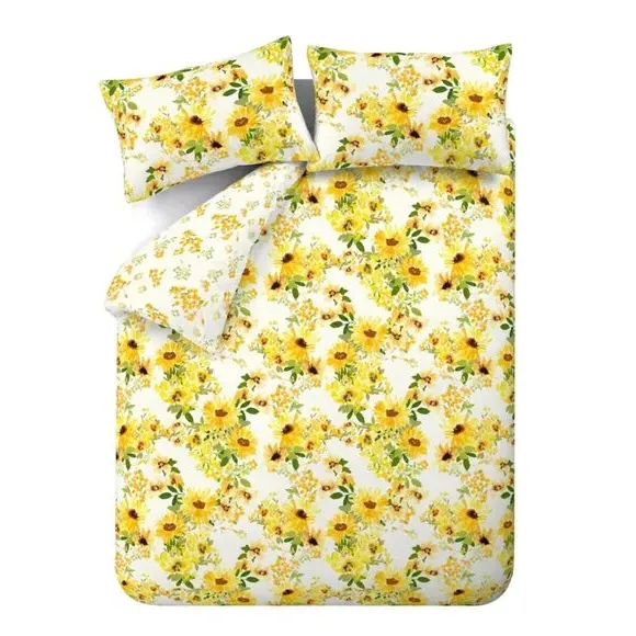 Reversible Duvet Cover Set - Yellow, Polycotton