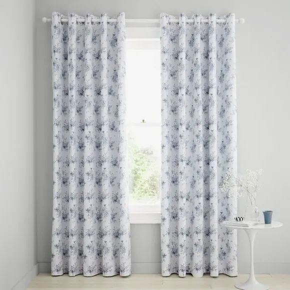Reversible Eyelet Curtains - Blue, Polycotton