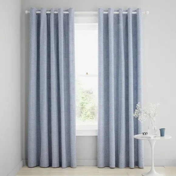 Reversible Eyelet Curtains - Blue, Polycotton