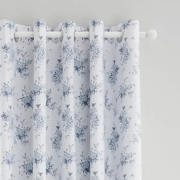 Reversible Eyelet Curtains - Blue, Polycotton image