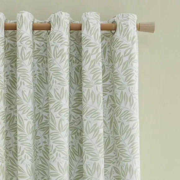 Reversible Eyelet Curtains - Green, Polycotton