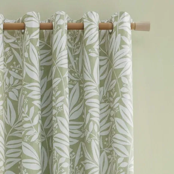 Reversible Eyelet Curtains - Green, Polycotton image