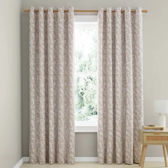Reversible Eyelet Curtains - Natural, Polycotton