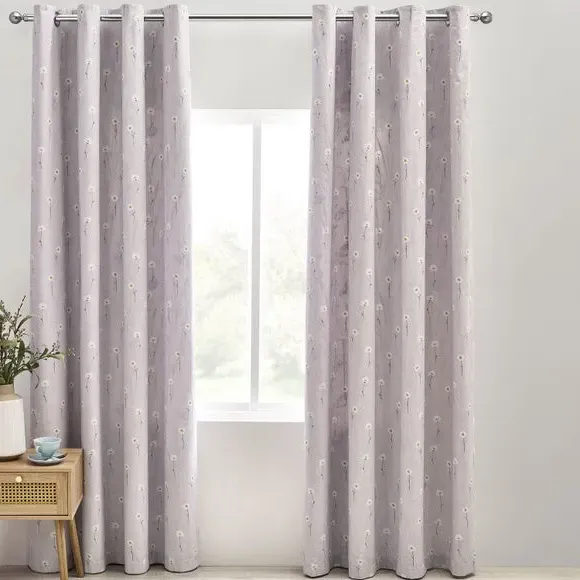 Reversible Eyelet Curtains - Pale Lilac, Polycotton
